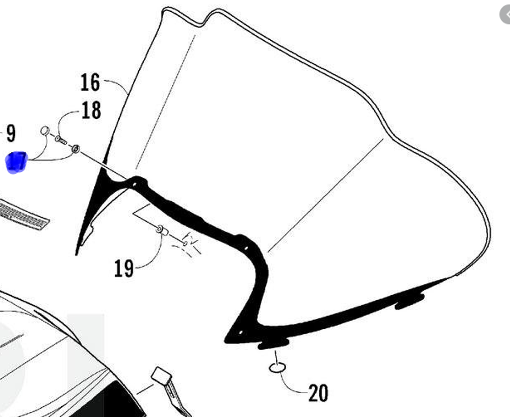 Крышка крепления стекла снегохода Arctic Cat 0124-054
