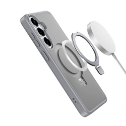 Матовый серый чехол с MagSafe для Samsung Galaxy S26+ Плюс, серия Yind Series Case от Dux Ducis (версия с магнитной откидной подставкой)