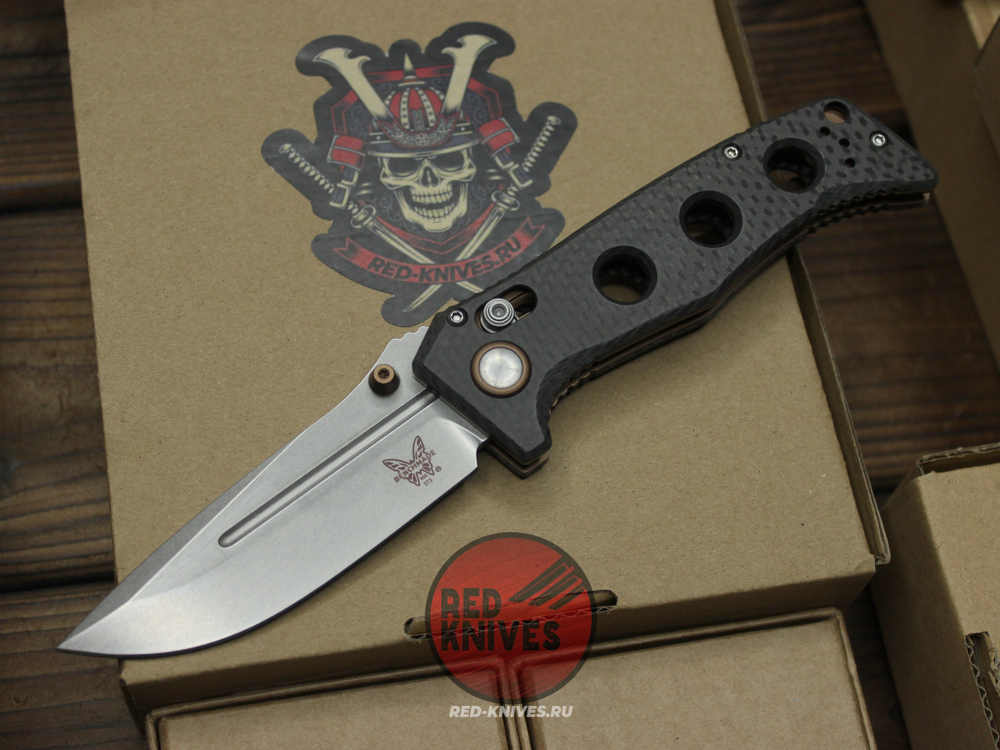 Нож Benchmade Mini Adamas V.2026 Carbon A+++ - рукоять карбон, клинок стоунвош
