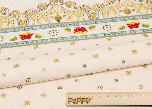 Ткань для пэчворка Peppy Индийское сари, отрез 60х110 см, 146 г/м², ИС-01 Панель кремовый, Peppy