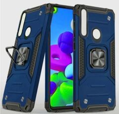 Противоударный чехол для Huawei P30 Lite синий с пластиной для магнитного автодержателя и кольцом подставкой, чехол на Хуавей П30 Лайт Противоударный чехол для Huawei P30 Lite синий с пластиной для магнитного автодержателя и кольцом подставкой, чехол на Хуавей П30 Лайт