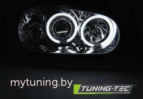 Передние фары Angel Eyes для Volkswagen Golf IV (97-03) CCFL Chrome