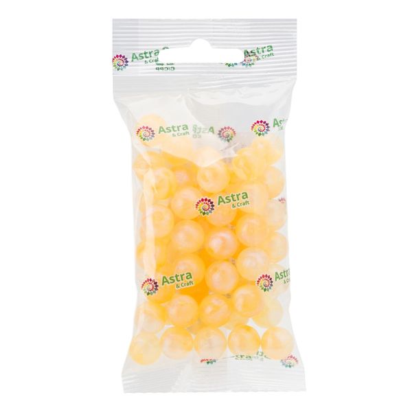 Бусины акрил ⌀12 мм, 50 г (52±10 шт), дымка с АВ шиммером, круглые,  Astra&Craft (AD075 желтый), 2012