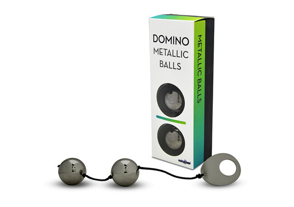 Шарики вагинальные металлические хромированные черные Domino (Цвет: черный)