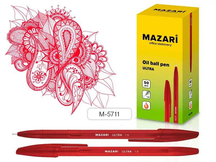 Ручка мас. MAZARI Ultra красная, игла, цв.корп., M-5711 *50/600/1200 3903