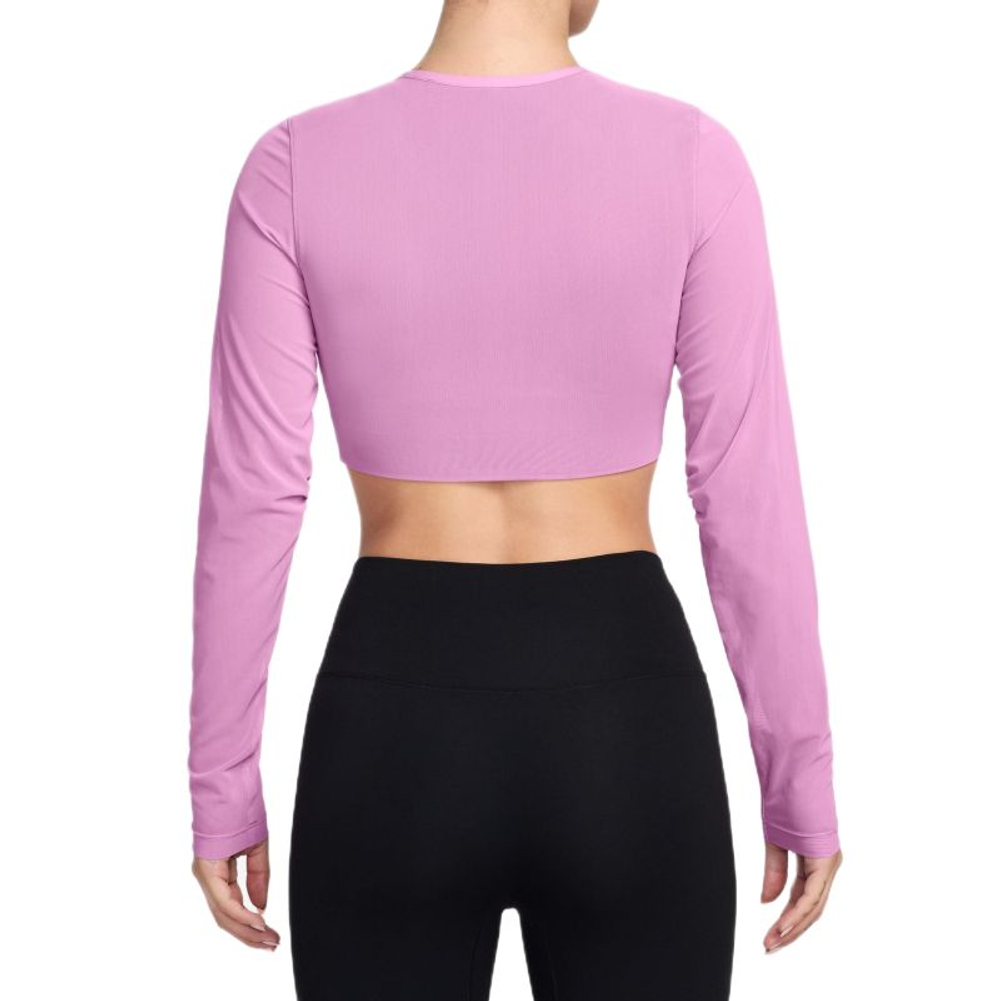 Женский топ теннисный Nike Court Paris Slam Long Sleeve Cropped Tennis - light magenta/tattoo/light magenta/black