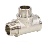 Тройник латунь никель переходной Ду 20х15х20 (3/4"х1/2"х3/4") ВР/НР/НР VALFEX VF.133.N.034.012.034