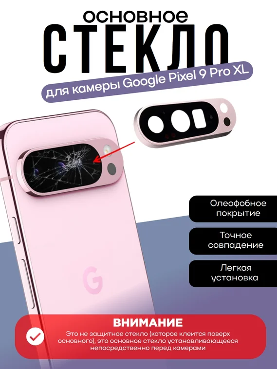 Основное стекло камеры с рамкой Google Pixel 9 Pro XL Rose Quartz (Розовый)
