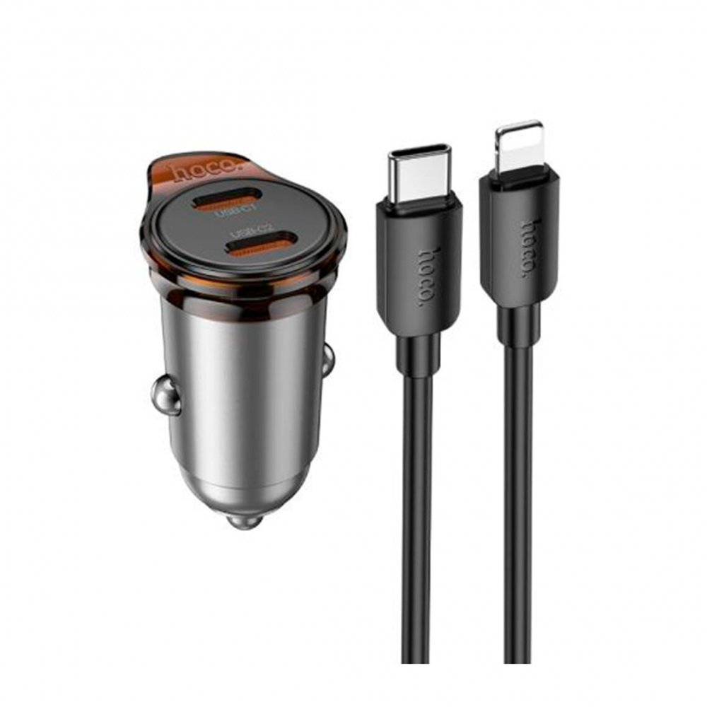 Автомобильное зарядное устройство для Lighting Hoco NZ16B PD45W(2C) (grey)