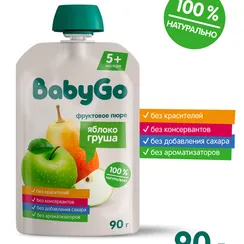 Пюре BabyGo Яблоко-груша с 5 мес 90 г