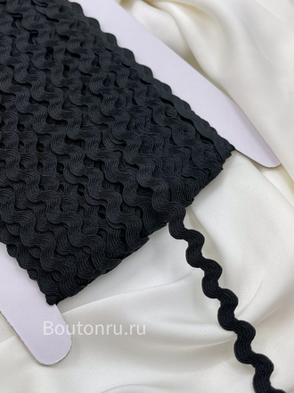 Тесьма декоративная волнистая "Вьюнчик зиг-заг" черная
