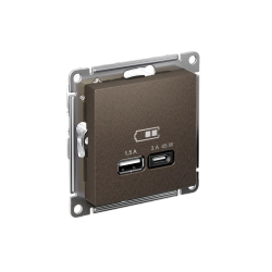 ATLASDESIGN USB РОЗЕТКА A + тип-C 45Вт высокоскор.заряд. QC, PD, механизм, МОККО