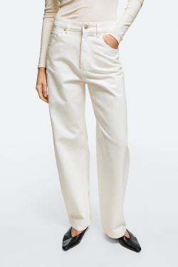 Massimo Dutti Джинсы с высокой посадкой кроя barrel, белый