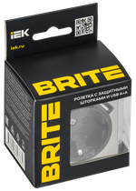 BRITE Розетка 1-местная с заземлением с защитными шторками 16А с USB A+A 5В 2,1А РЮш10-1-БрГН металл хром/никель IEK