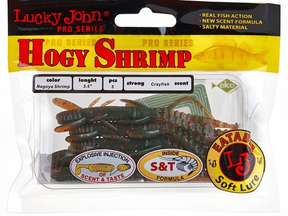 Виброхвосты съедобные LJ Pro Series HOGY SHRIMP 3.5in (8,9 см), цв. 085, 5 шт.