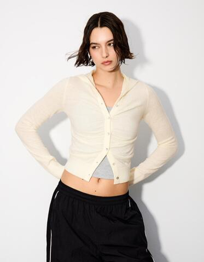Женский кардиган тонкой вязки с капюшоном - BERSHKA