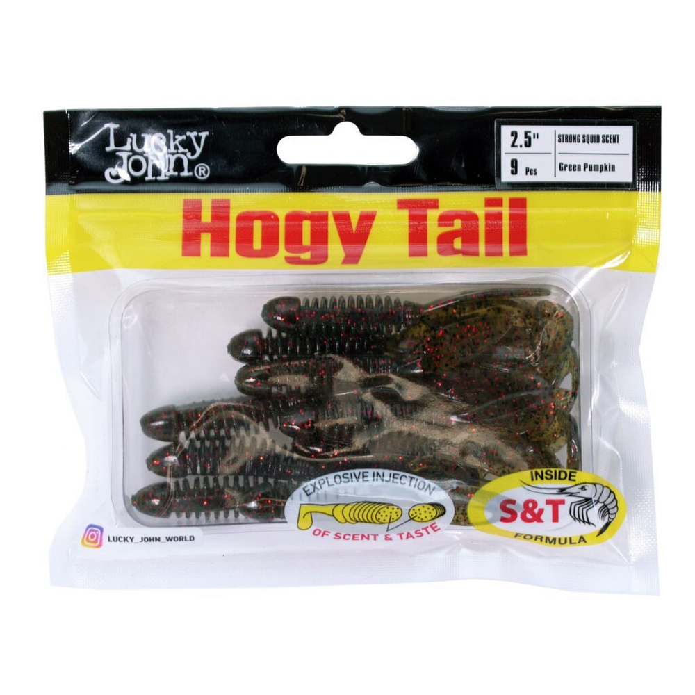 Твистер Lucky John Hogy Tail 2.5" (63.5 мм), 9шт/уп