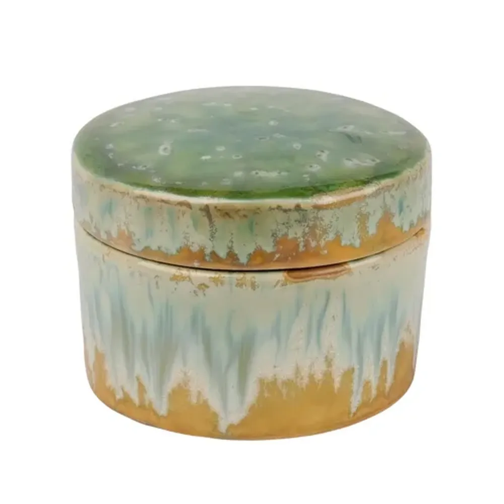 Емкость для подачи 210 мл с крышкой d 10 см h5,2/3,2 см Green Malachite Box Frutti di Mare P.L. [1]