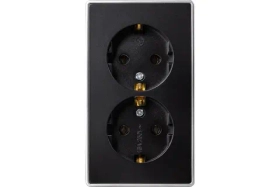 Розетка 2-местная Smartbuy 16А с заземлением черная Сириус () SBE-07b-16-S2-Z