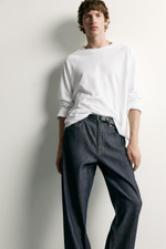ДЖИНСЫ STRAIGHT FIT С КОНТРАСТНЫМ ПОДВОРОТОМ — ZARA
