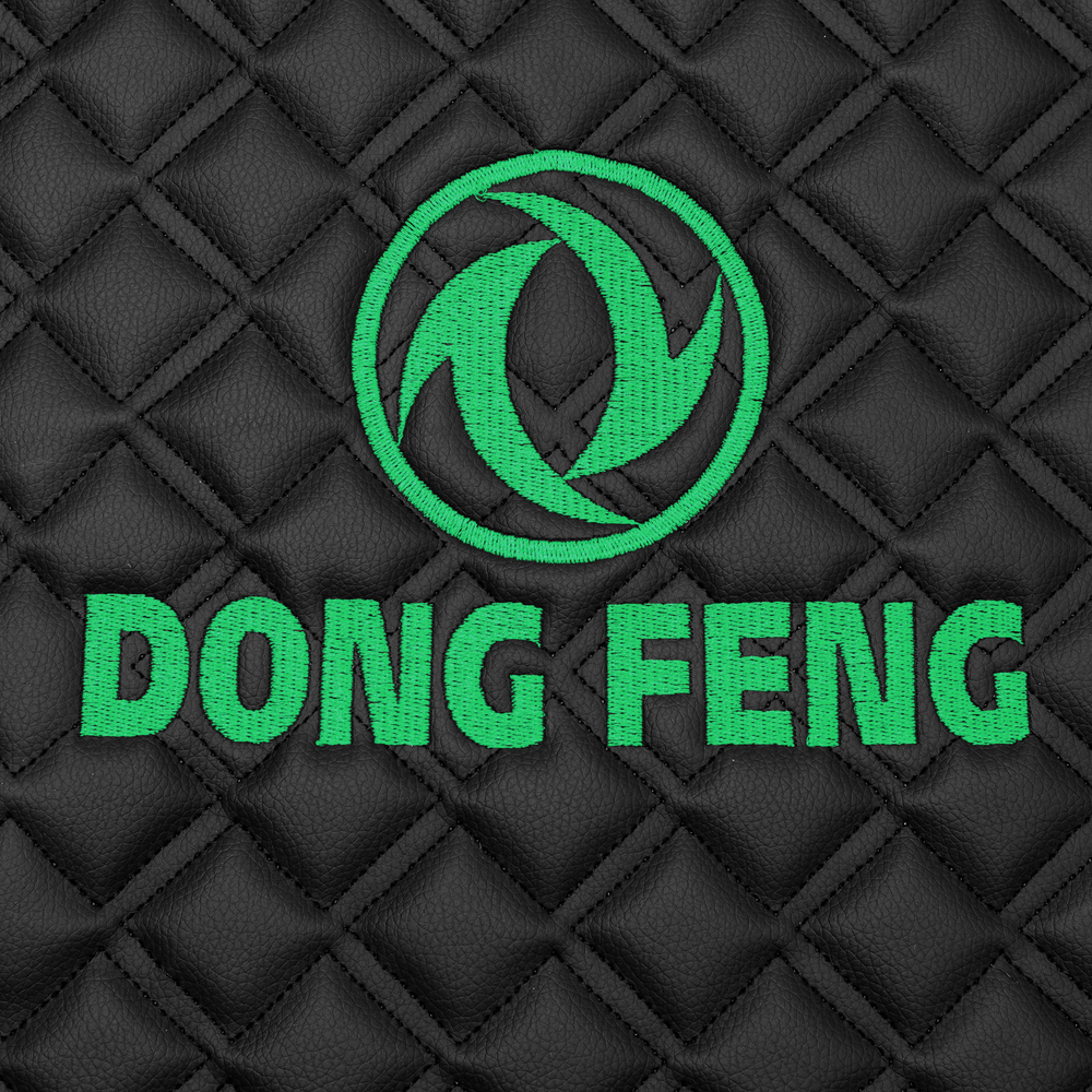 Ковры DongFeng GX, (экокожа, черный, черный кант, зеленая вышивка)
