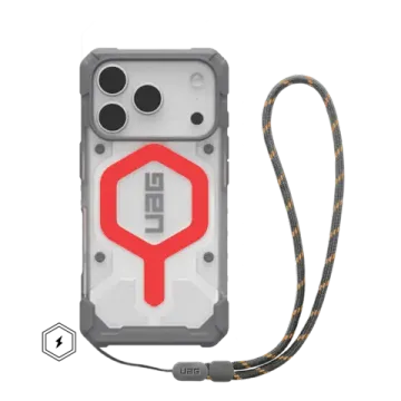 UAG Pathfinder Clear Lanyard with MagSafe Series Case for Apple iPhone 17 Pro Active Lava Case + Active Lava Lanyard (Серый)