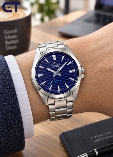 CASIO EFV-140D-2AVUDF EDIFICE мужские наручные часы — стальная мужская модель с синим циферблатом