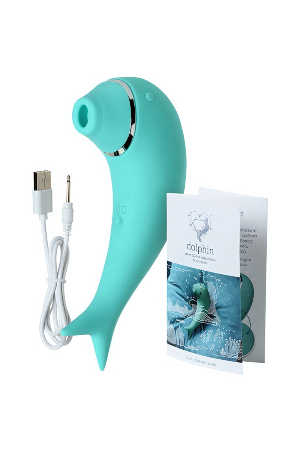 Вакуум-волновой клиторальный стимулятор и вибратор Dolphin (Цвет: бирюзовый)