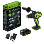 Дрель-шуруповерт ударная акк. Greenworks GD24DD140, 24V,б/щет,70/140Нм,Anti-kickback,1x4Ач,ЗУ,кор (3707607CUB)