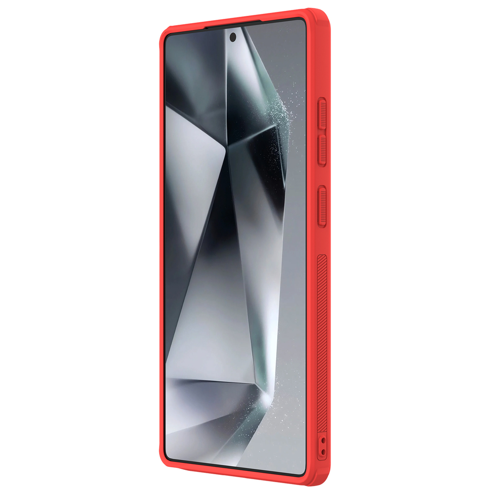 Усиленный противоударный чехол красного цвета от Nillkin для Samsung Galaxy S25 Ultra, серия Super Frosted Shield Pro