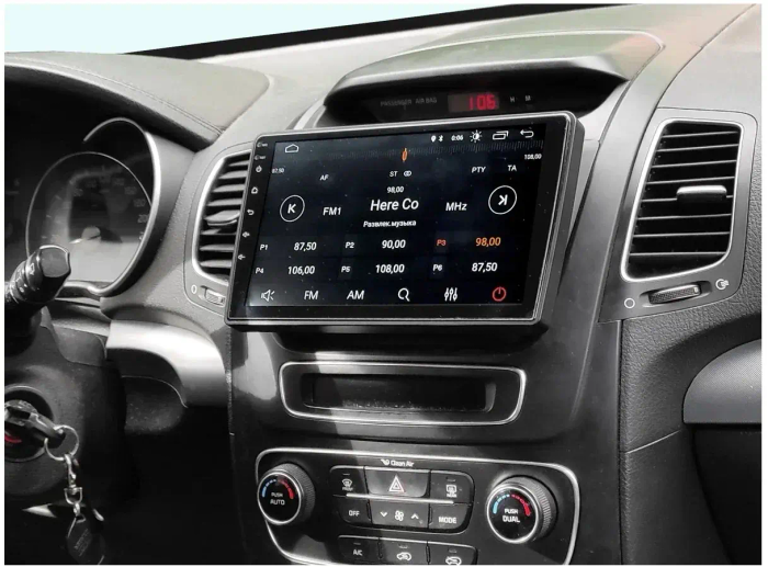 Магнитола для KIA Sorento 2 XM 2012-2020 c экраном климата снизу (рамка-накладка) - Kuberg OL-9870 (XM, рестайл) QLed+2K, Android 12, Быстрая, CarPlay, 4G SIM-слот