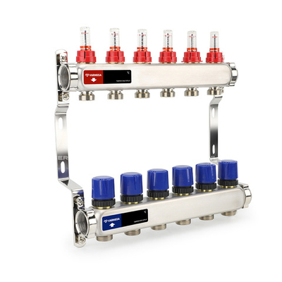 Коллекторная группа для теплого пола Varmega - 1" на 6 контуров 3/4" EK (нержавеющая сталь)