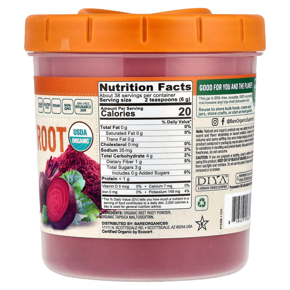 BareOrganics, Порошок из органической свеклы, 227 г (8 унций)