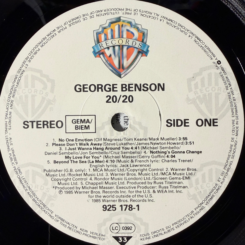 George Benson - 20/20 (Германия 1985г.)