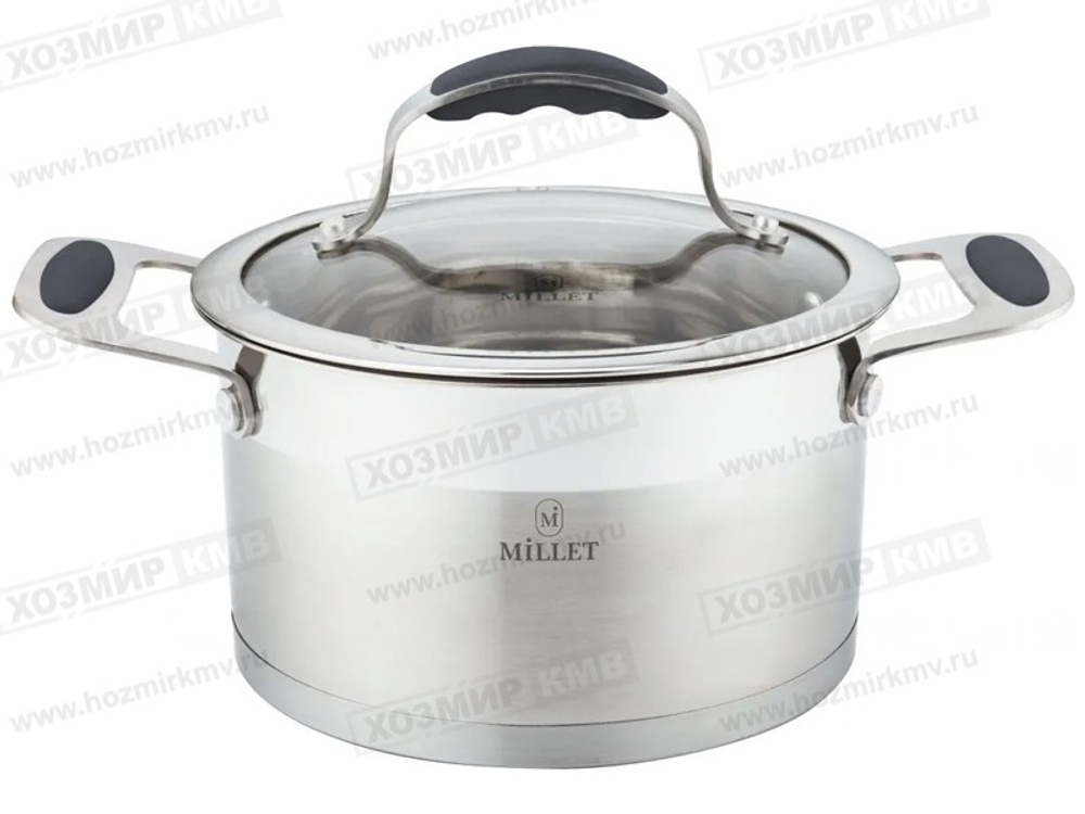 (Millet ML-8022) Кастрюля из нержавейки со стек/кр. 4,8л Индукция
