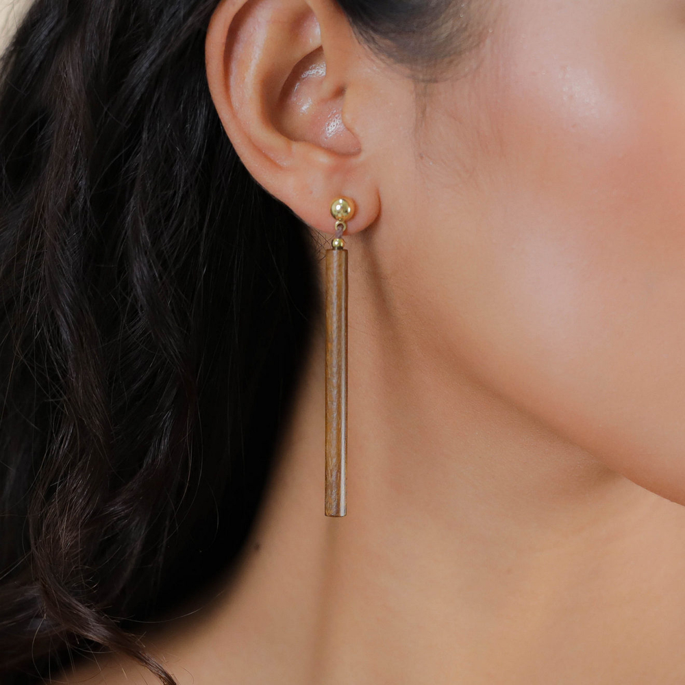 Серьги Nature Bijoux, Okawa, с деревом роблес, NB26.1-12-90594 (коричневый)