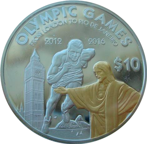 О-ва Кука 10 долларов 2013 Олимпиада Олимпийские игры Лондон 2012 - Рио-де-Жанейро 2016 СЕРЕБРО