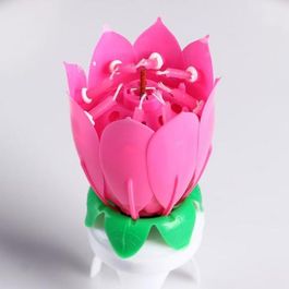 Свеча для торта музыкальная "Бутон", крутящаяся, розовая, 125 см