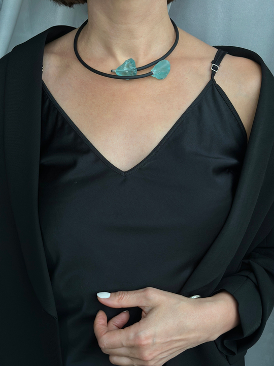 HMG 1277 s/bl  blue crystal Колье арт.1279