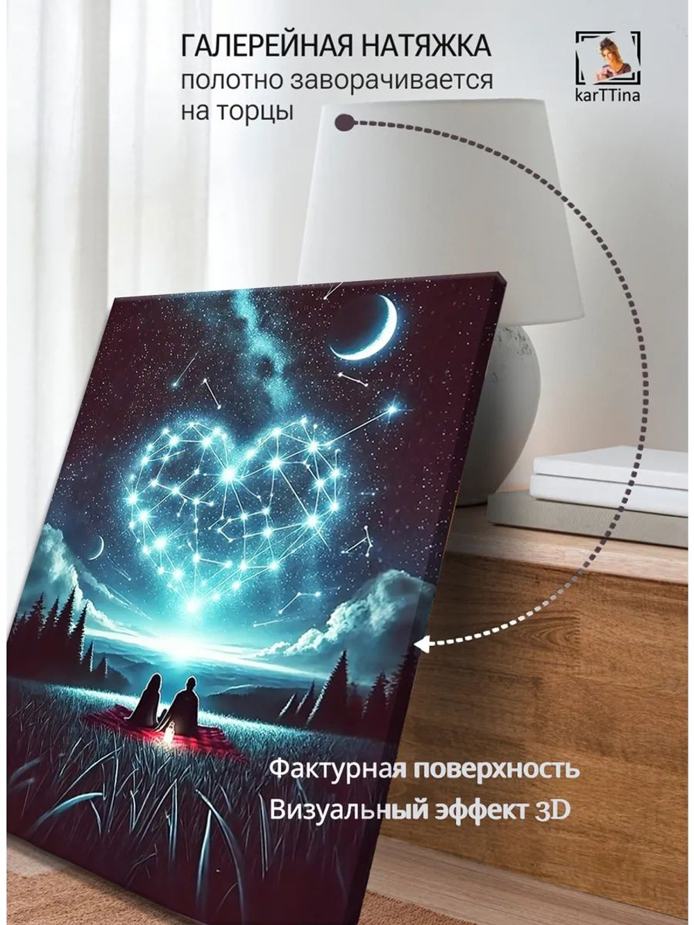 Картина Созвездие сердец для интерьера 30х40см 1шт.