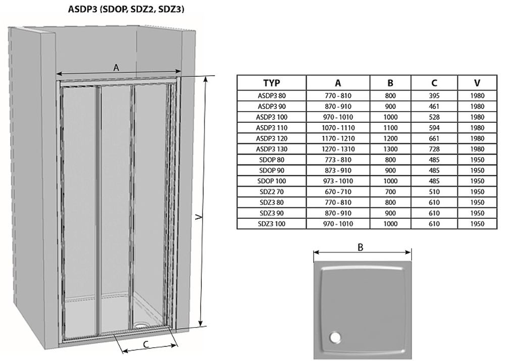 Душевая дверь Ravak Supernova ASDP3-100 00VA01R211 профиль Белый витраж пластик Pearl