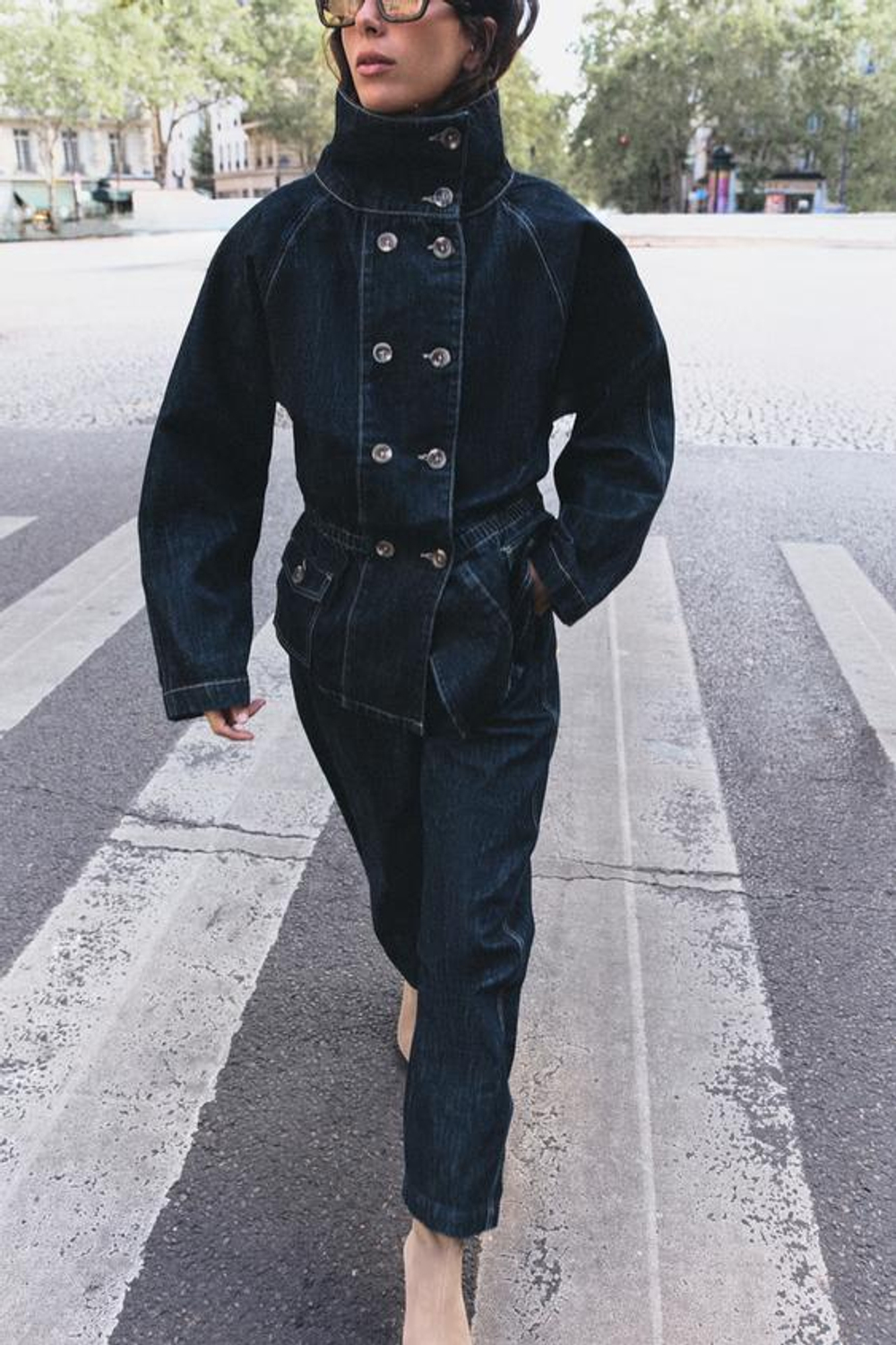 ZARA ДЖИНСОВАЯ КУРТКА Z1975 С КОНТРАСТНОЙ СТРОЧКОЙ, СИНИЙ