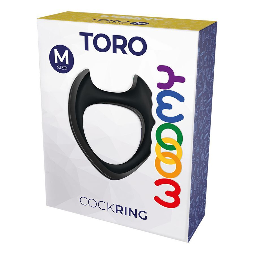 Черное эрекционное кольцо с рожками Wooomy Toro M (Цвет: черный)