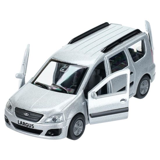 Машина металл LADA LARGUS 12 см, двери, багаж., инерц., сереб., кор. Технопарк