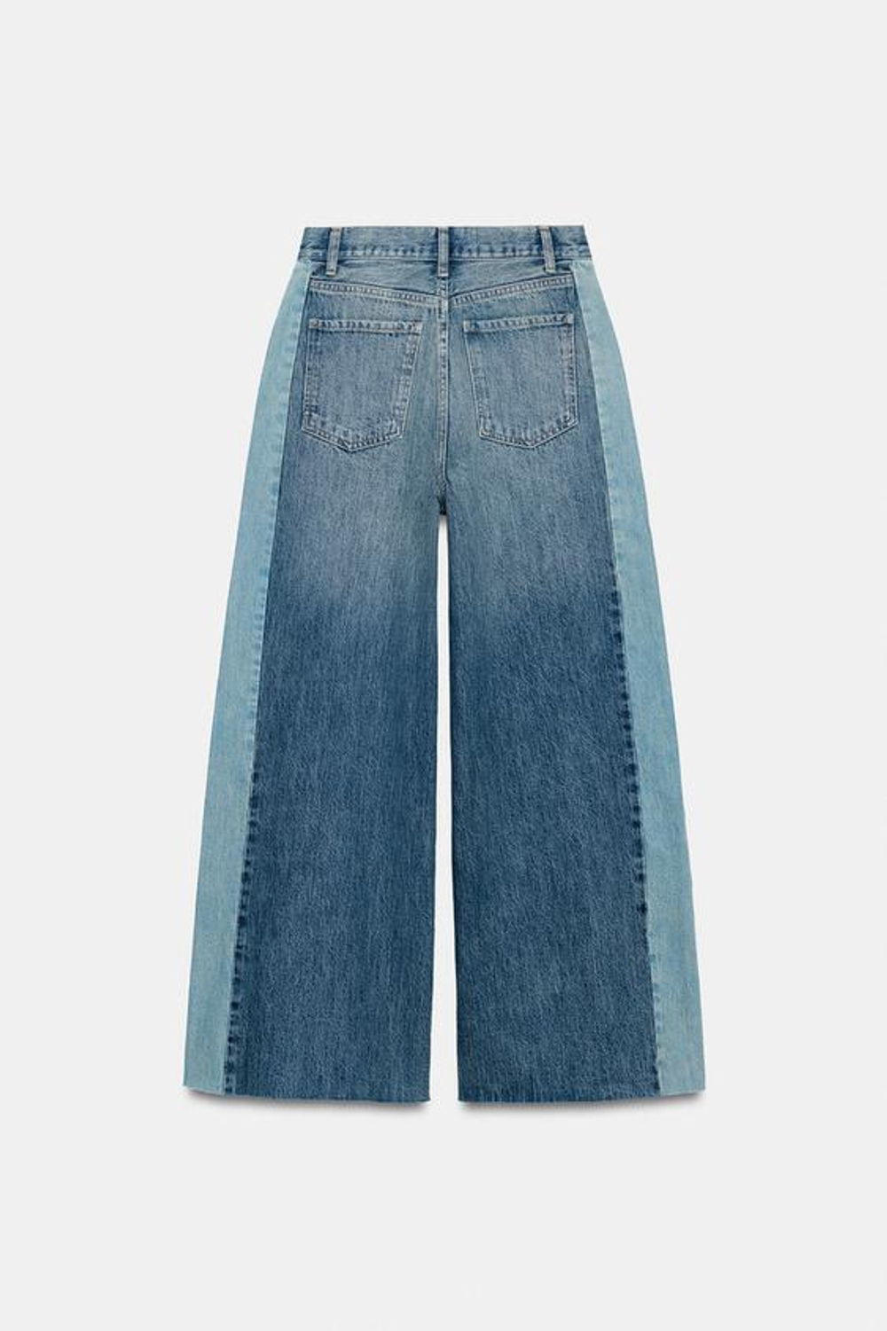 ZARA ДЖИНСЫ WIDE LEG СО СРЕДНЕЙ ПОСАДКОЙ И ПЭЧВОРКОМ — ZW COLLECTION, ВЫЦВЕТШИЙ СИНИЙ