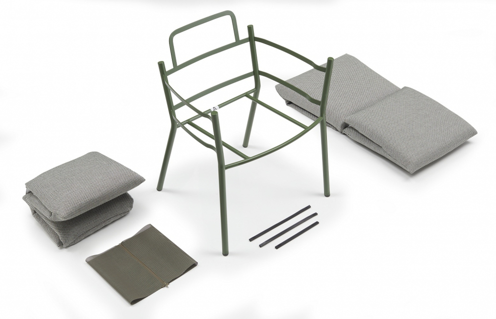 Кресло металлическое c подушками Scab Design Brezza, мокко, красный