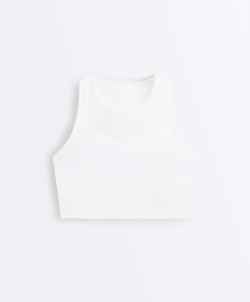 Oysho Майка Compressive с прозрачными деталями, белый