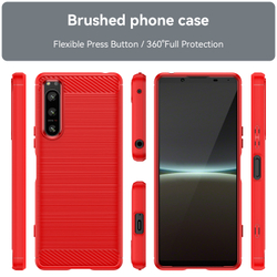 Красный чехол для смартфона Sony Xperia 5-IV Mark 4, серии Carbon (в стиле карбон) от Caseport
