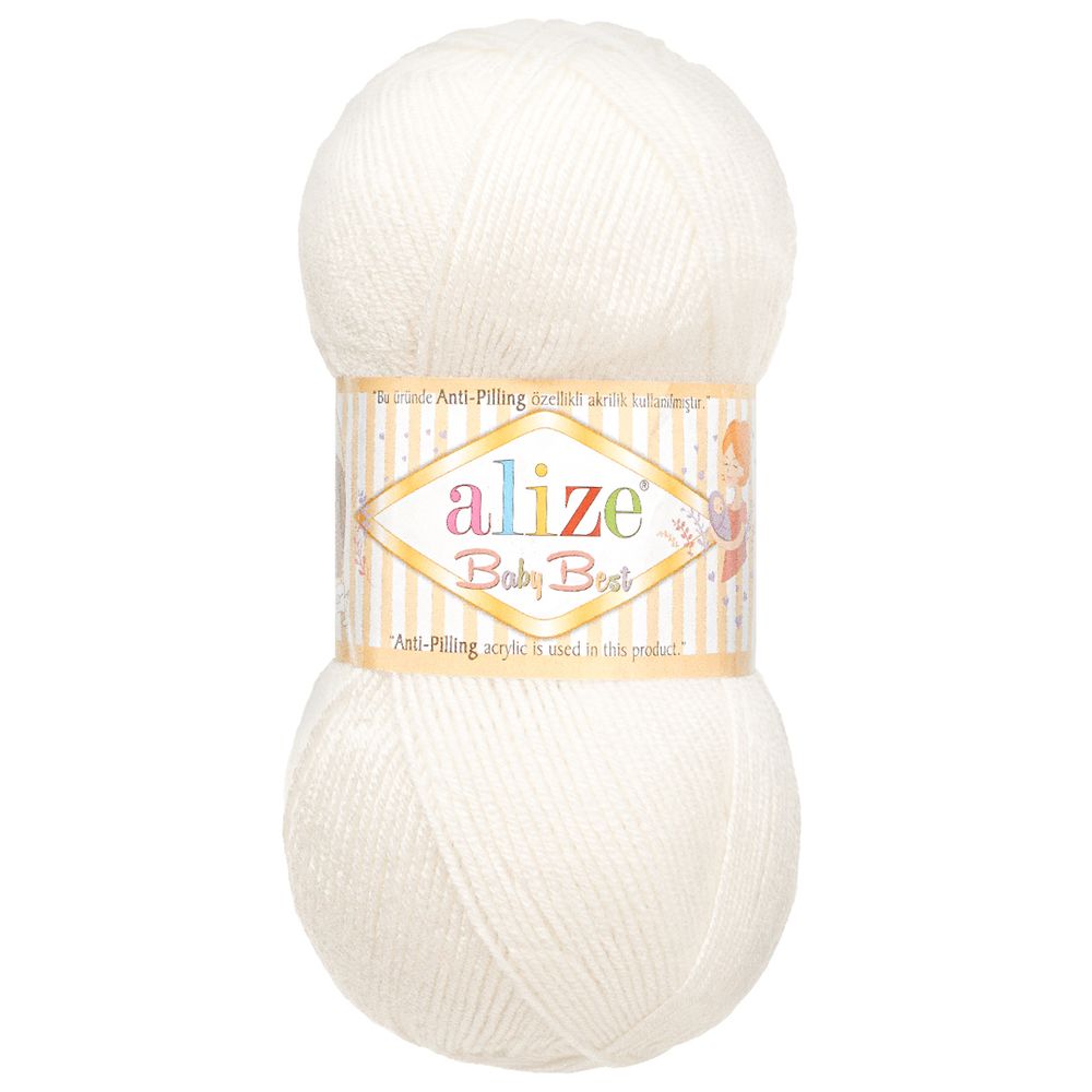 Пряжа Alize (Ализе) Baby Best / уп.5 мот. по 100 г, 240м, 055 белый A