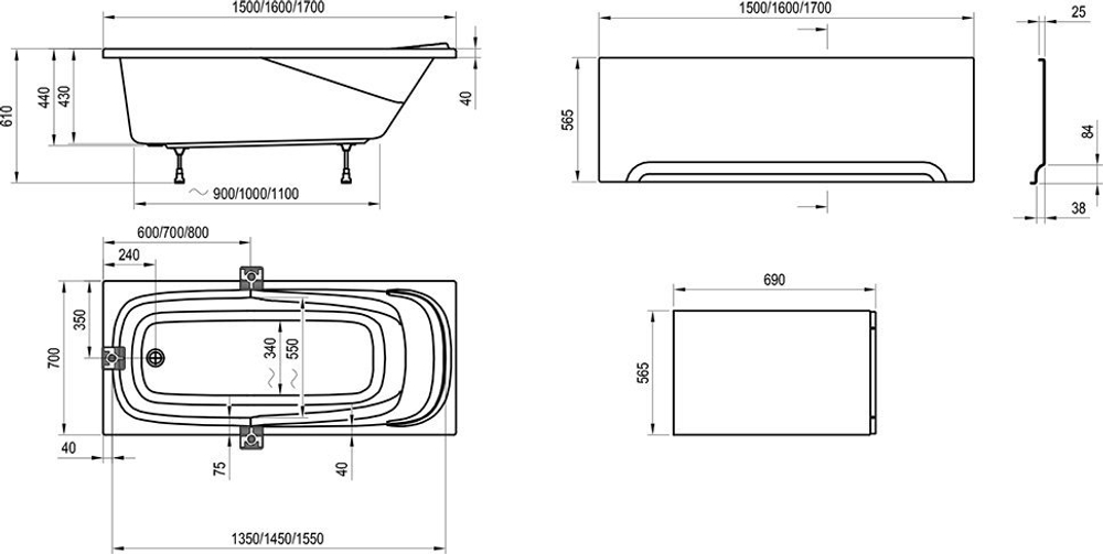 Ванна акриловая Ravak Vanda II 170X70 CP21000000